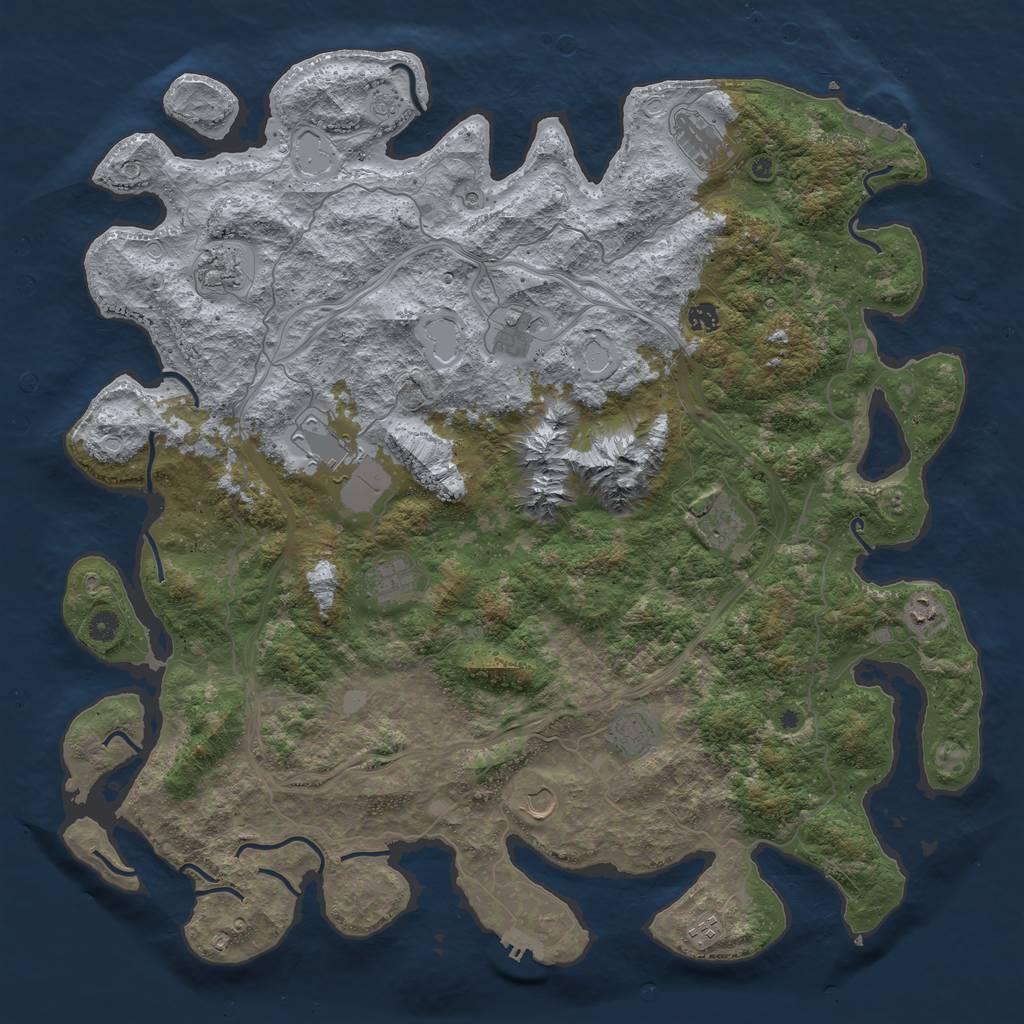 Rust Map: Procedural Map, Size: 5000, Seed: 1502035942, 18 Monuments