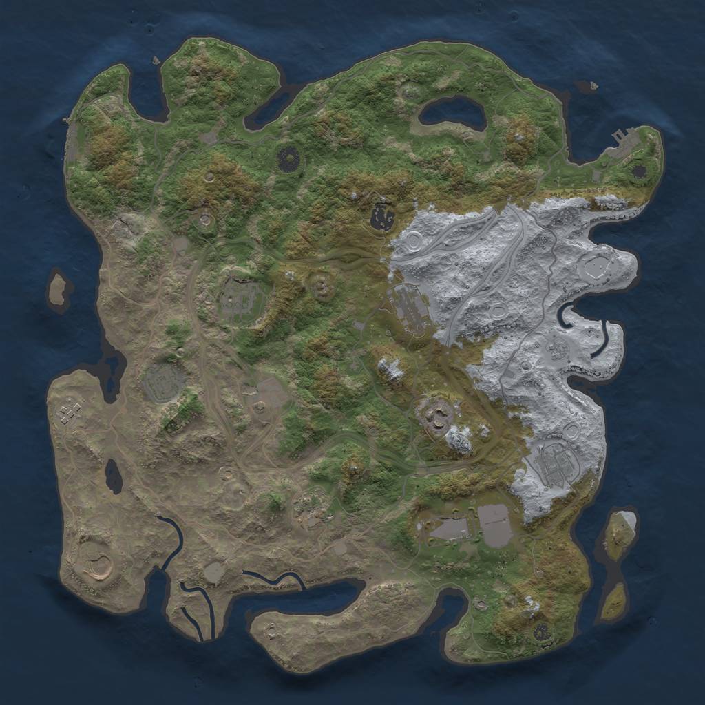 Rust Map: Procedural Map, Size: 4250, Seed: 729850233, 18 Monuments