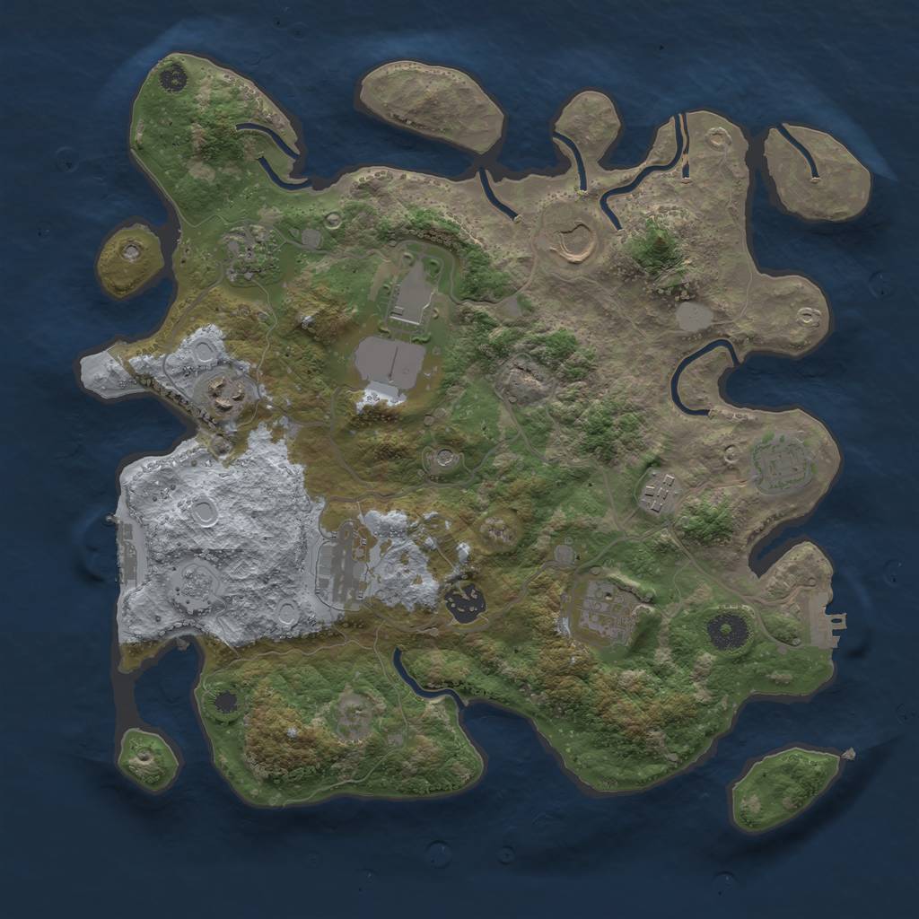 Rust Map: Procedural Map, Size: 3550, Seed: 86698, 16 Monuments