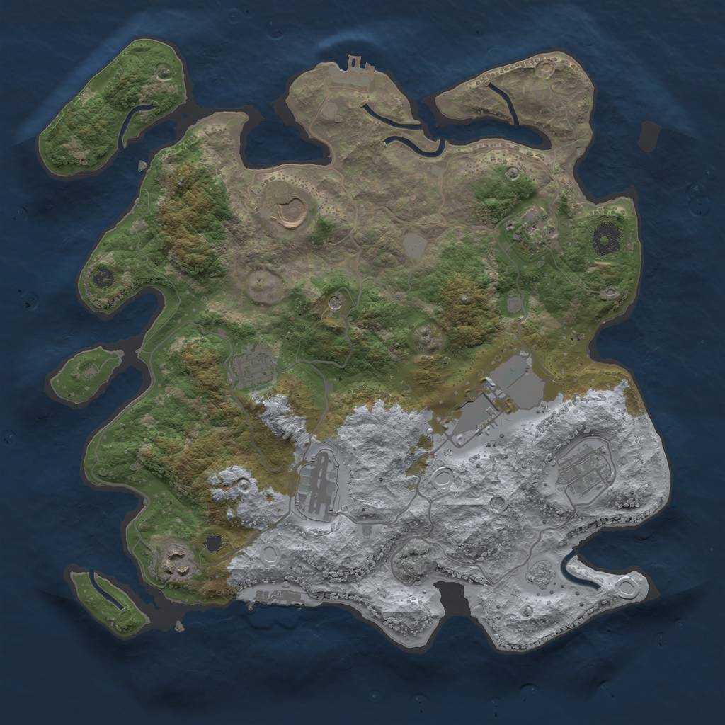 Rust Map: Procedural Map, Size: 3500, Seed: 550608, 14 Monuments