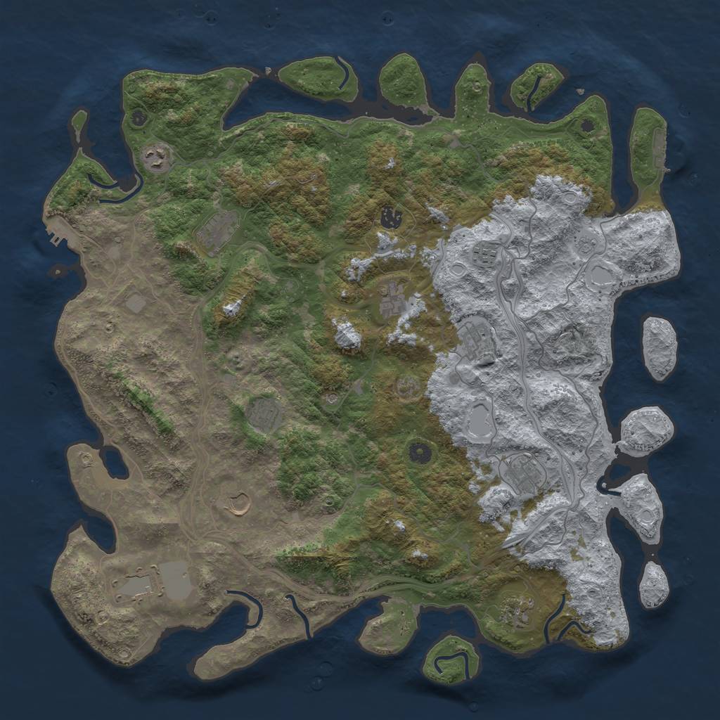 Rust Map: Procedural Map, Size: 4800, Seed: 1277161891, 18 Monuments