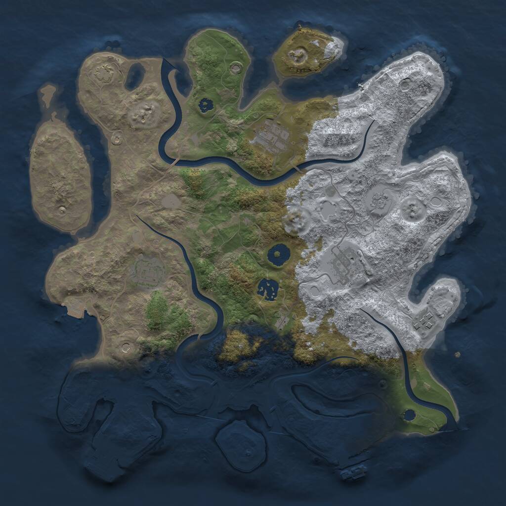 Rust Map: Procedural Map, Size: 3500, Seed: 815487422, 11 Monuments