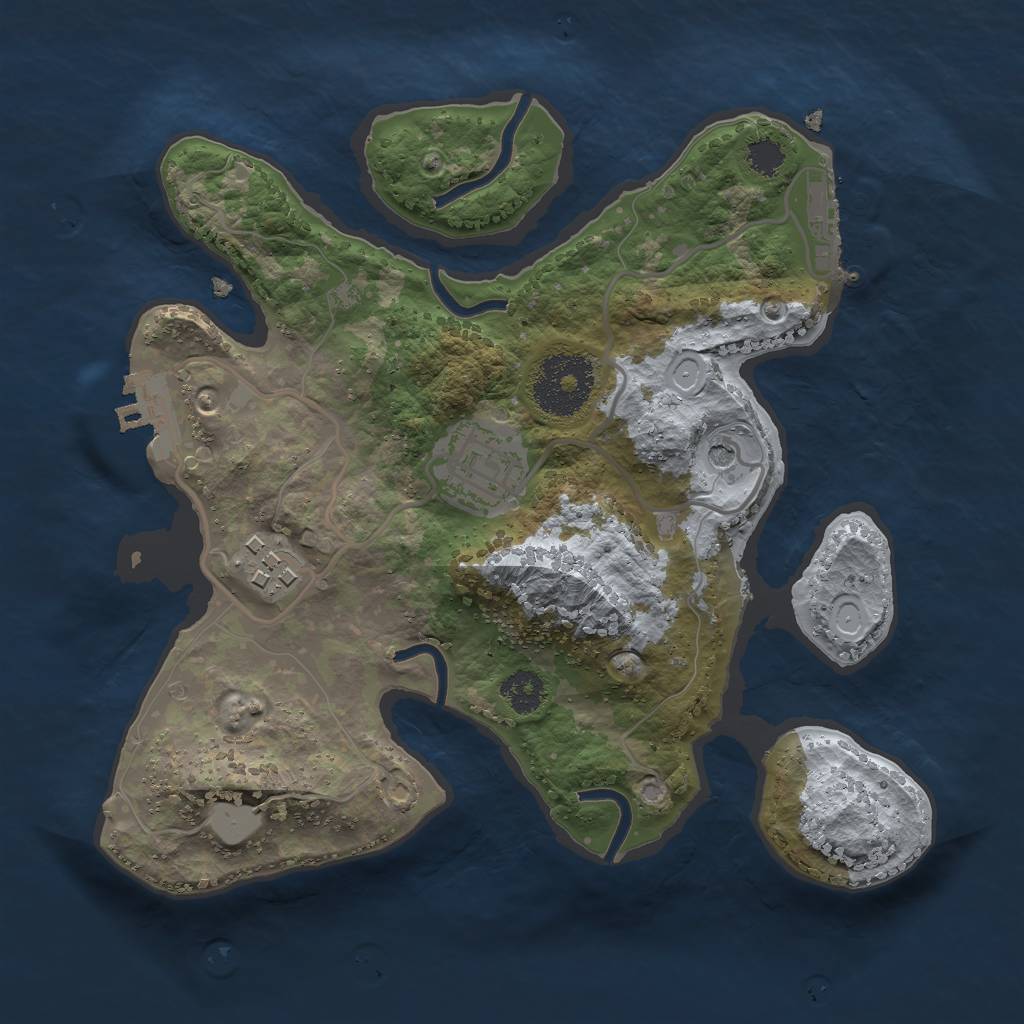 Rust Map: Procedural Map, Size: 2500, Seed: 6116, 8 Monuments