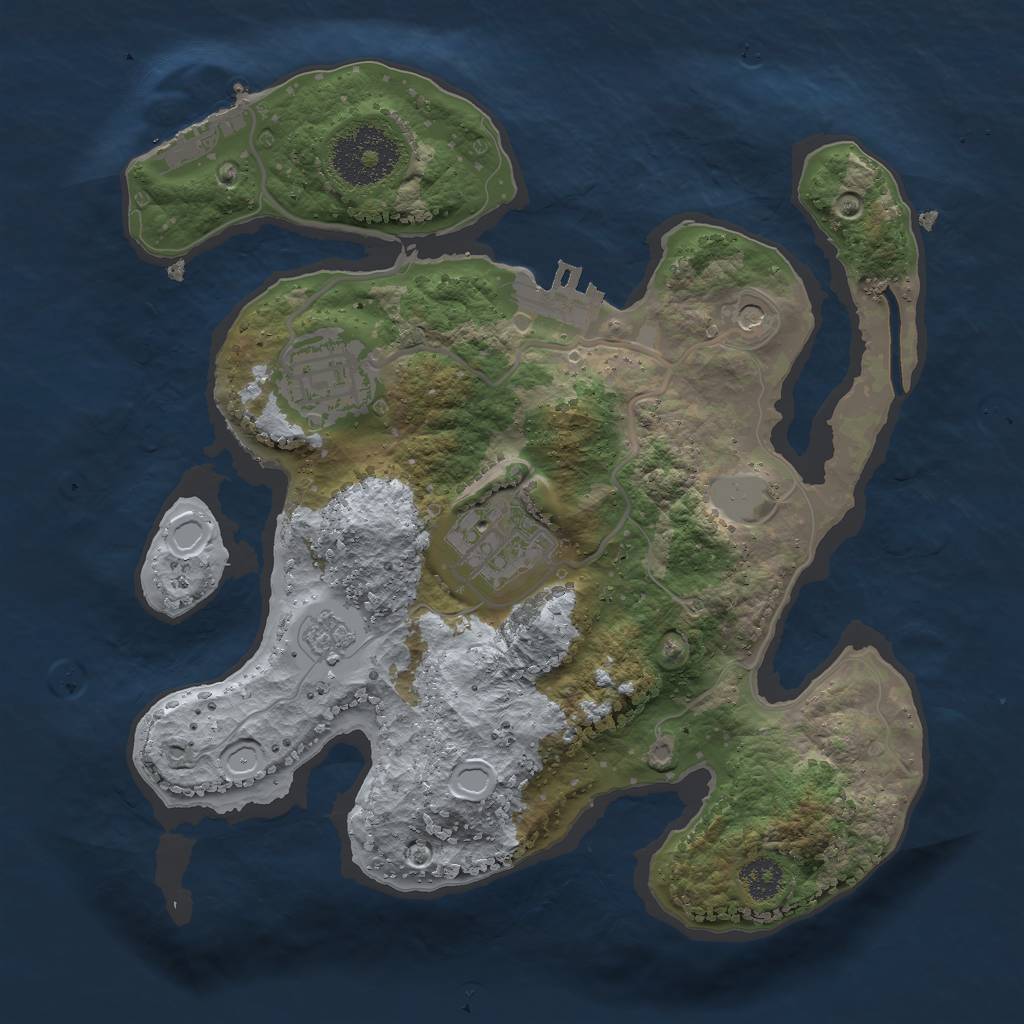 Rust Map: Procedural Map, Size: 2500, Seed: 1752797373, 9 Monuments