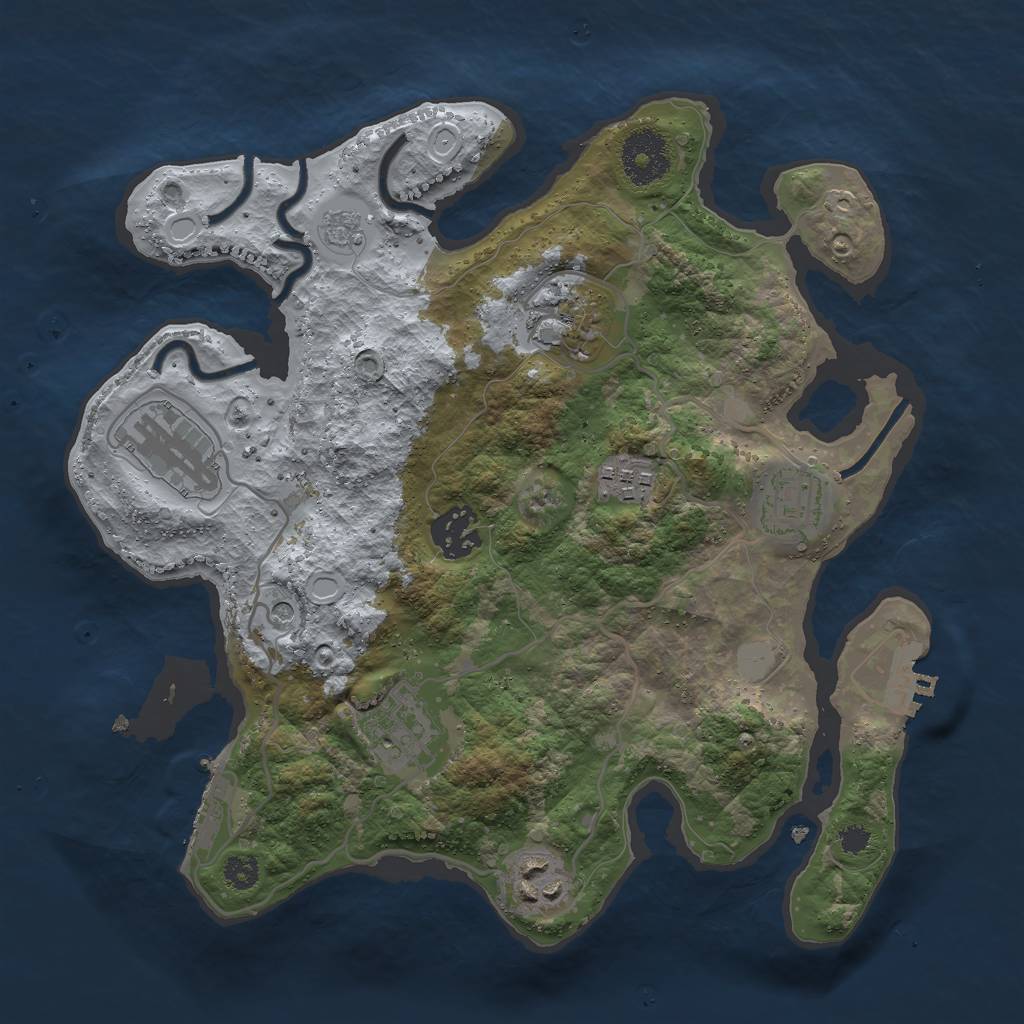 Rust Map: Procedural Map, Size: 3000, Seed: 169565374, 14 Monuments