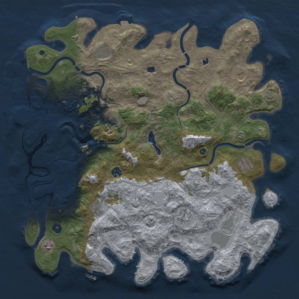 Rust Map: Procedural Map, Size: 4600, Seed: 2055634353, 16 Monuments