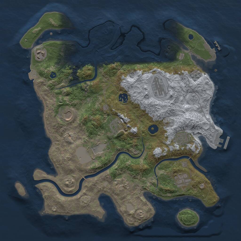 Rust Map: Procedural Map, Size: 3750, Seed: 573456901, 16 Monuments