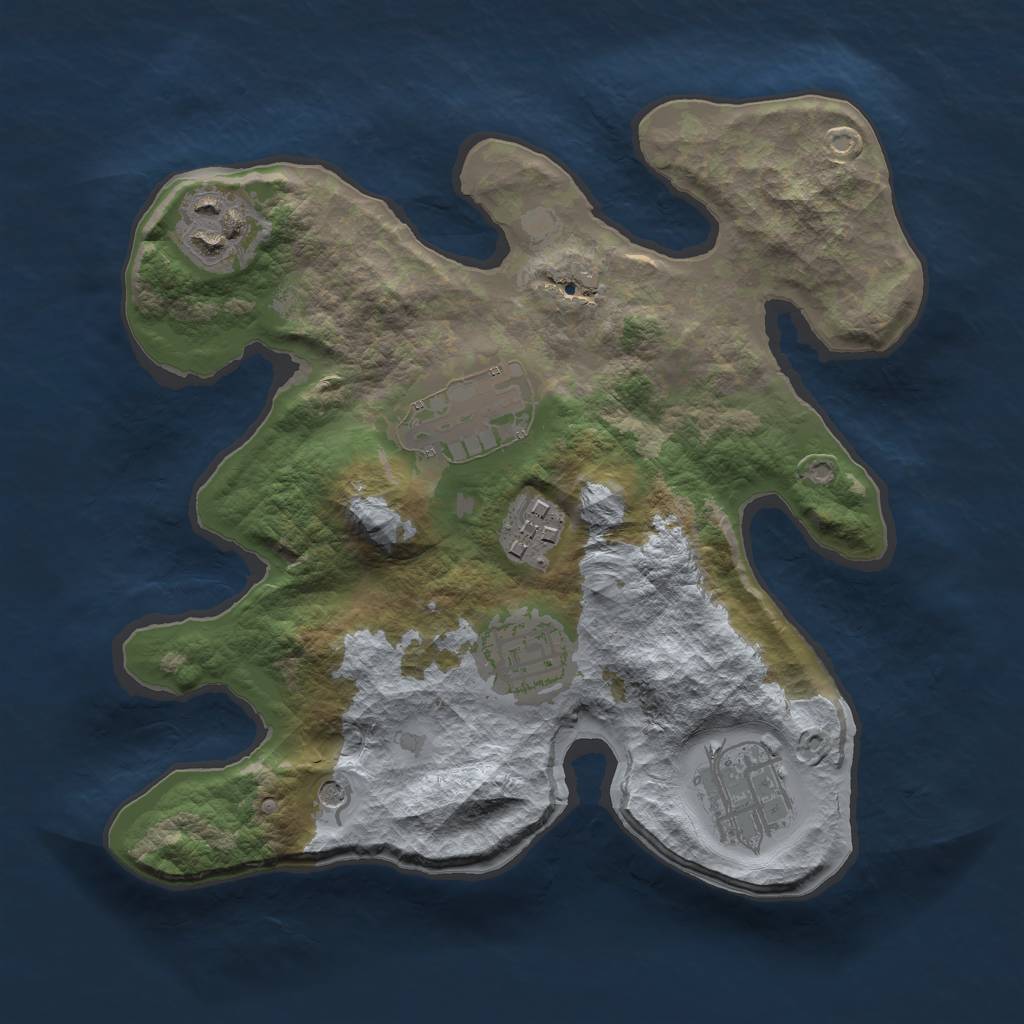 Rust Map: Barren, Size: 2500, Seed: 1616653, 8 Monuments