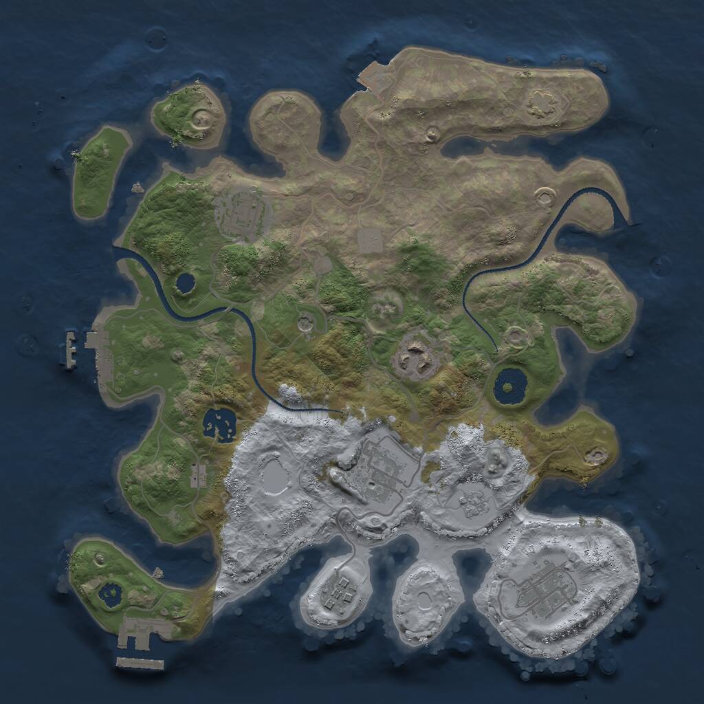 Rust Map: Procedural Map, Size: 3000, Seed: 10667, 12 Monuments