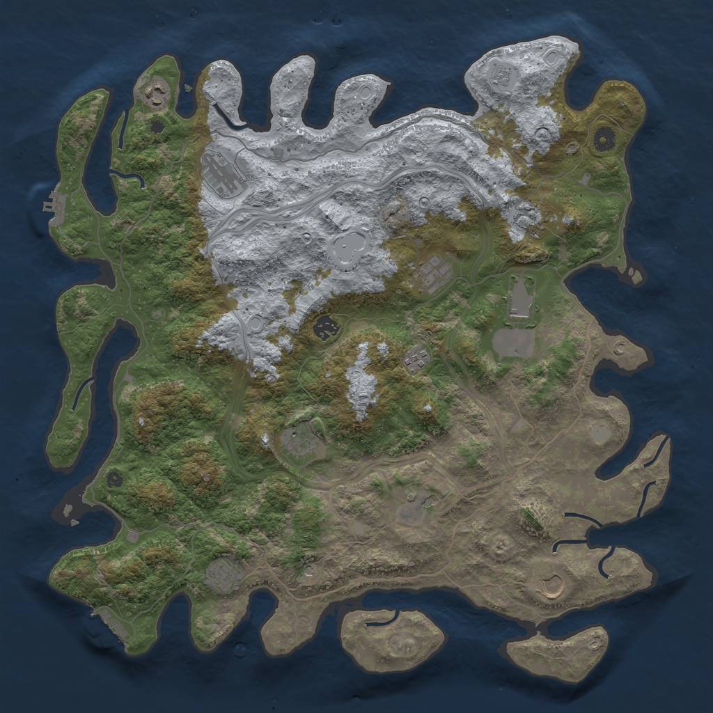 Rust Map: Procedural Map, Size: 4500, Seed: 92837103, 18 Monuments
