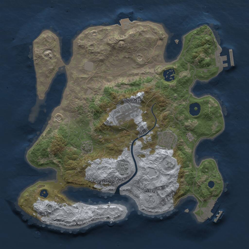 Rust Map: Procedural Map, Size: 3000, Seed: 7243, 10 Monuments