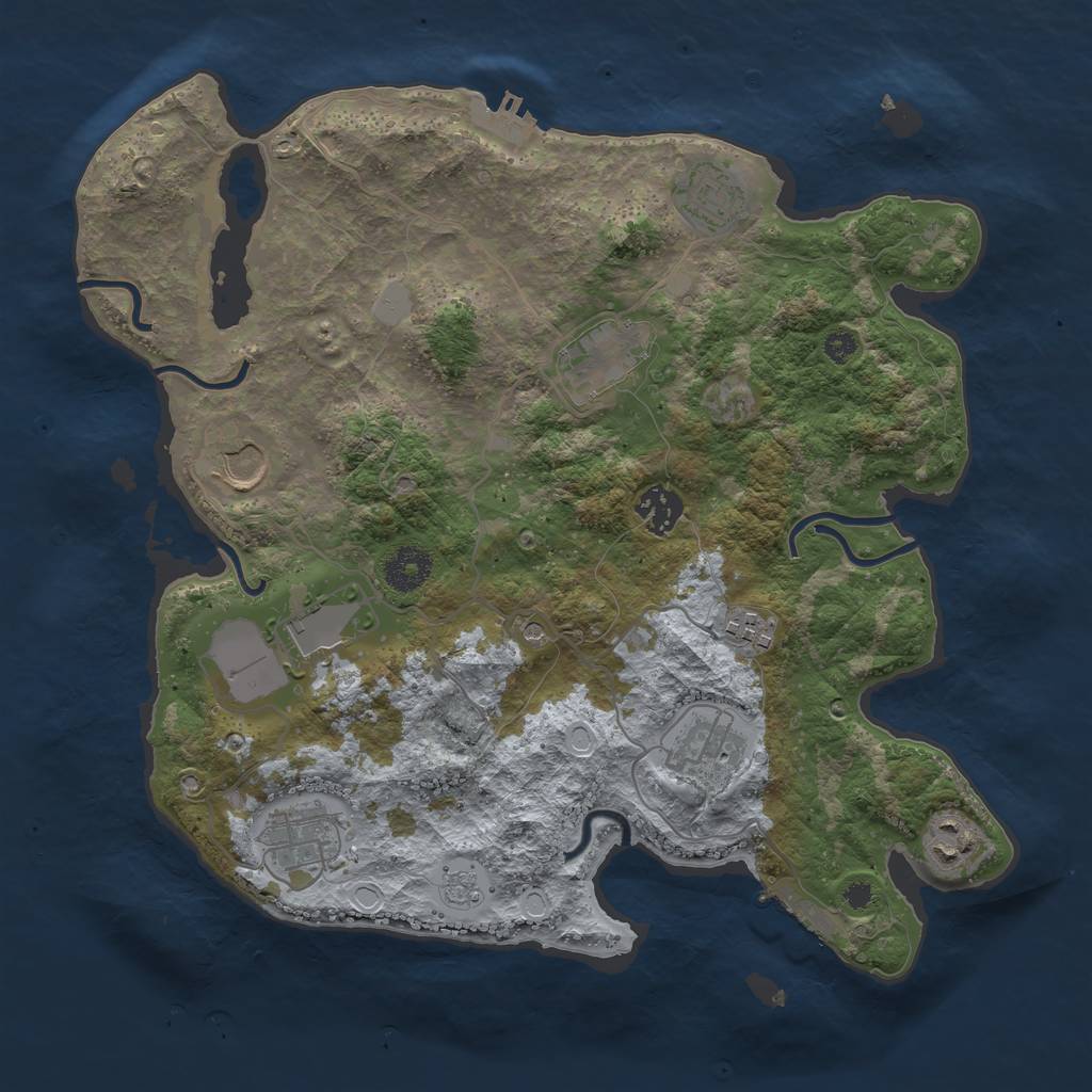 Rust Map: Procedural Map, Size: 3500, Seed: 1909855048, 16 Monuments