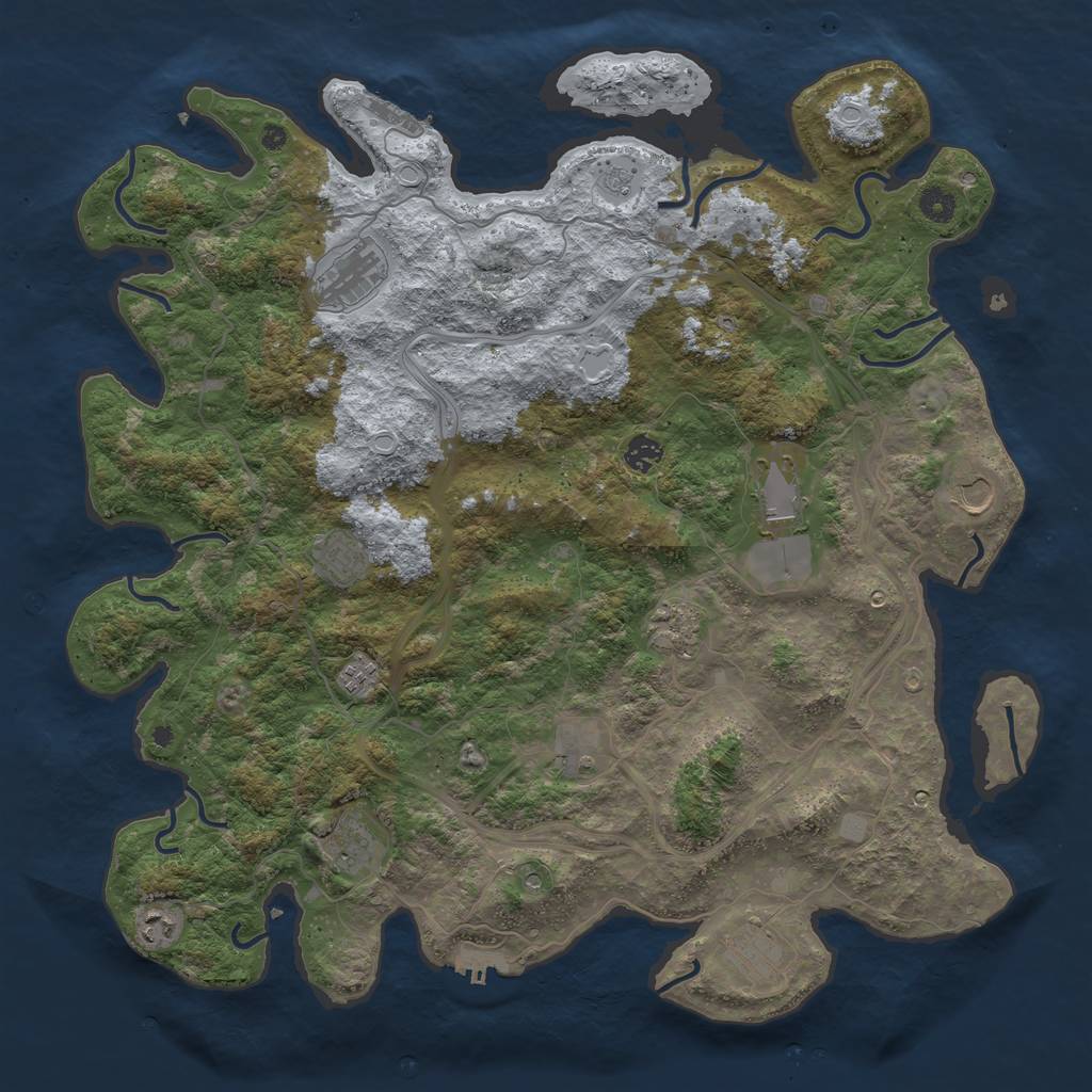 Rust Map: Procedural Map, Size: 4500, Seed: 190480490, 18 Monuments