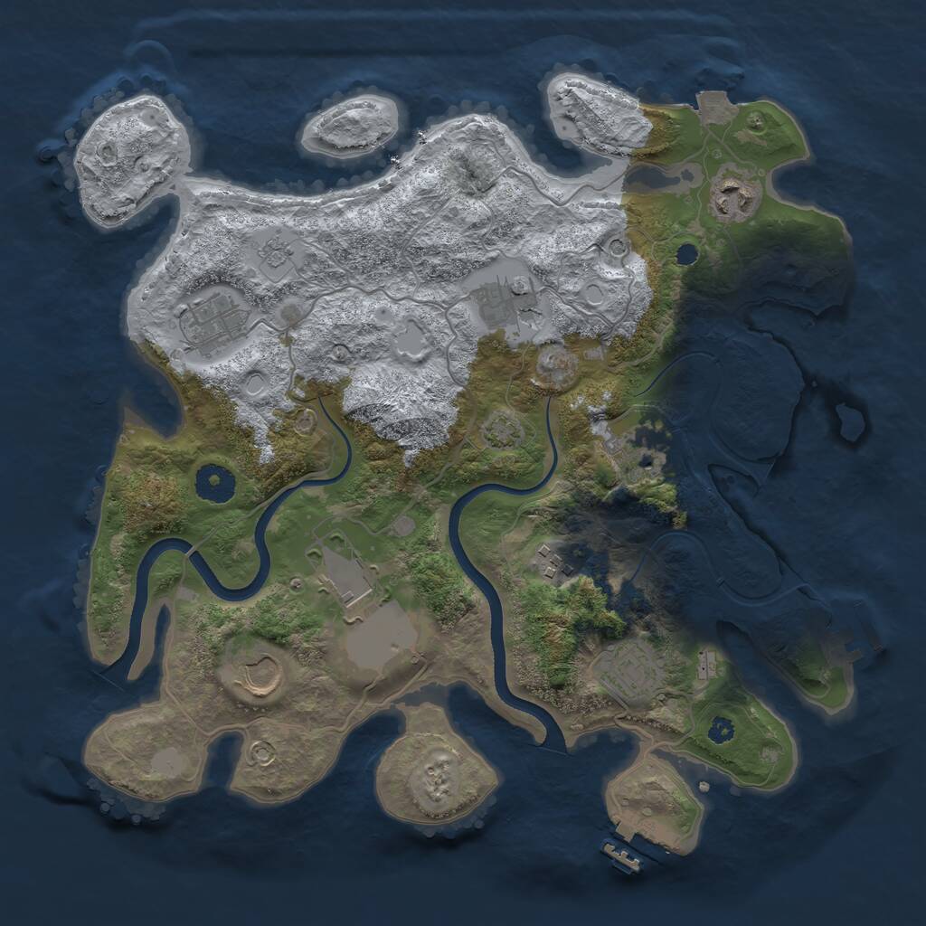 Rust Map: Procedural Map, Size: 3500, Seed: 2068491982, 14 Monuments
