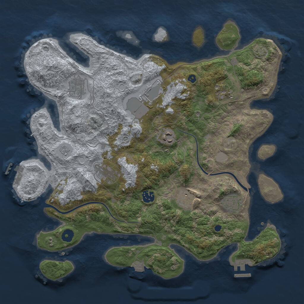 Rust Map: Procedural Map, Size: 3700, Seed: 612589946, 14 Monuments
