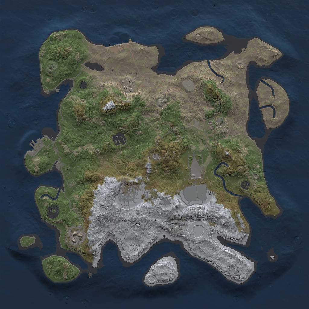 Rust Map: Procedural Map, Size: 3500, Seed: 697345037, 13 Monuments