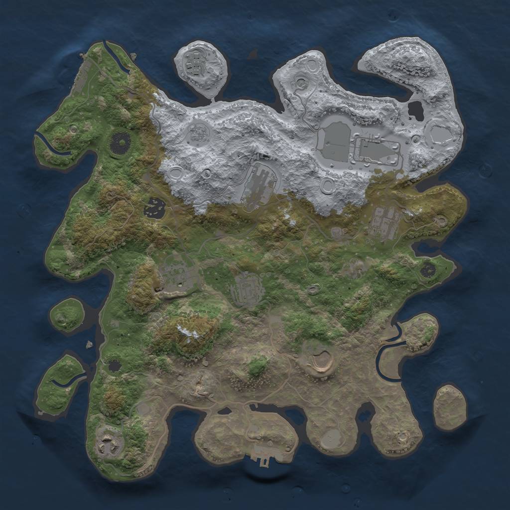 Rust Map: Procedural Map, Size: 3500, Seed: 1238455, 16 Monuments