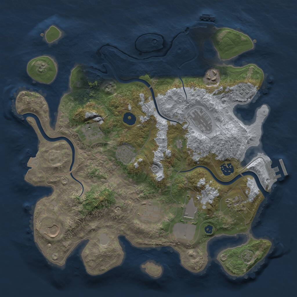 Rust Map: Procedural Map, Size: 3500, Seed: 130868573, 15 Monuments