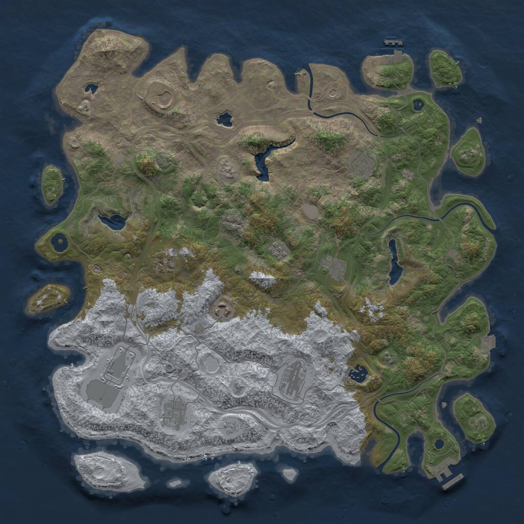 Rust Map: Procedural Map, Size: 4500, Seed: 1072683349, 16 Monuments