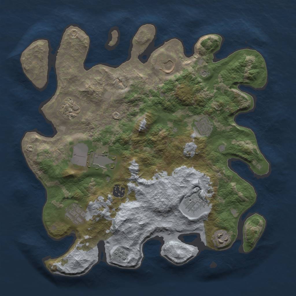 Rust Map: Barren, Size: 3500, Seed: 1111111, 12 Monuments