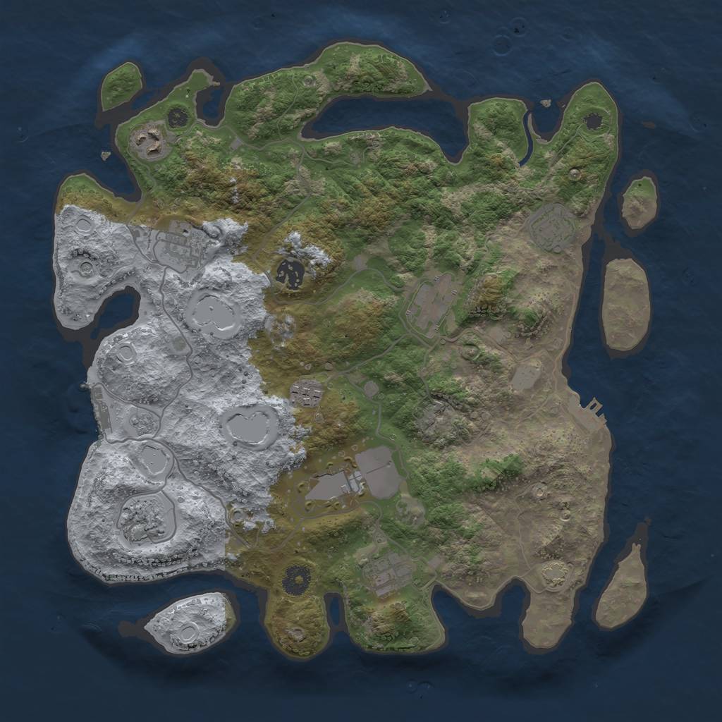 Rust Map: Procedural Map, Size: 3700, Seed: 519657414, 17 Monuments