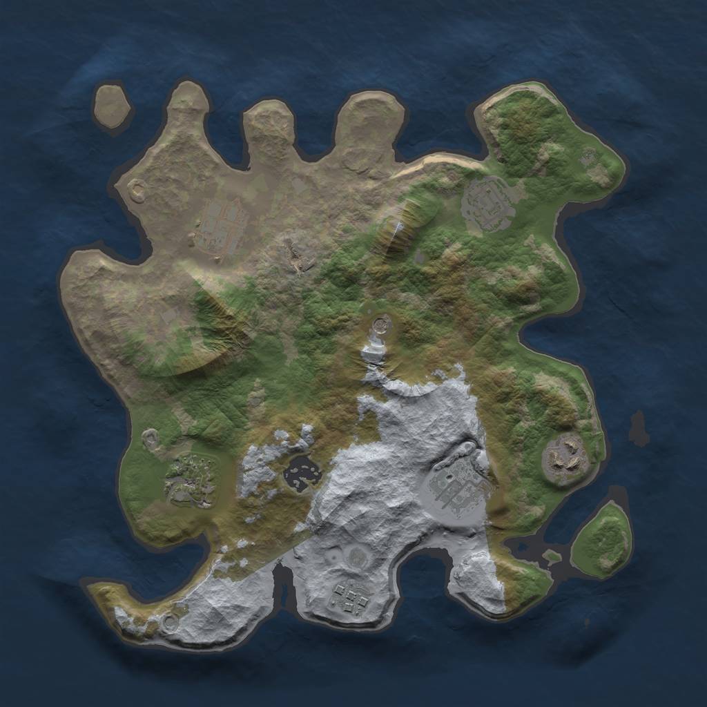 Rust Map: Barren, Size: 3000, Seed: 1111111, 10 Monuments