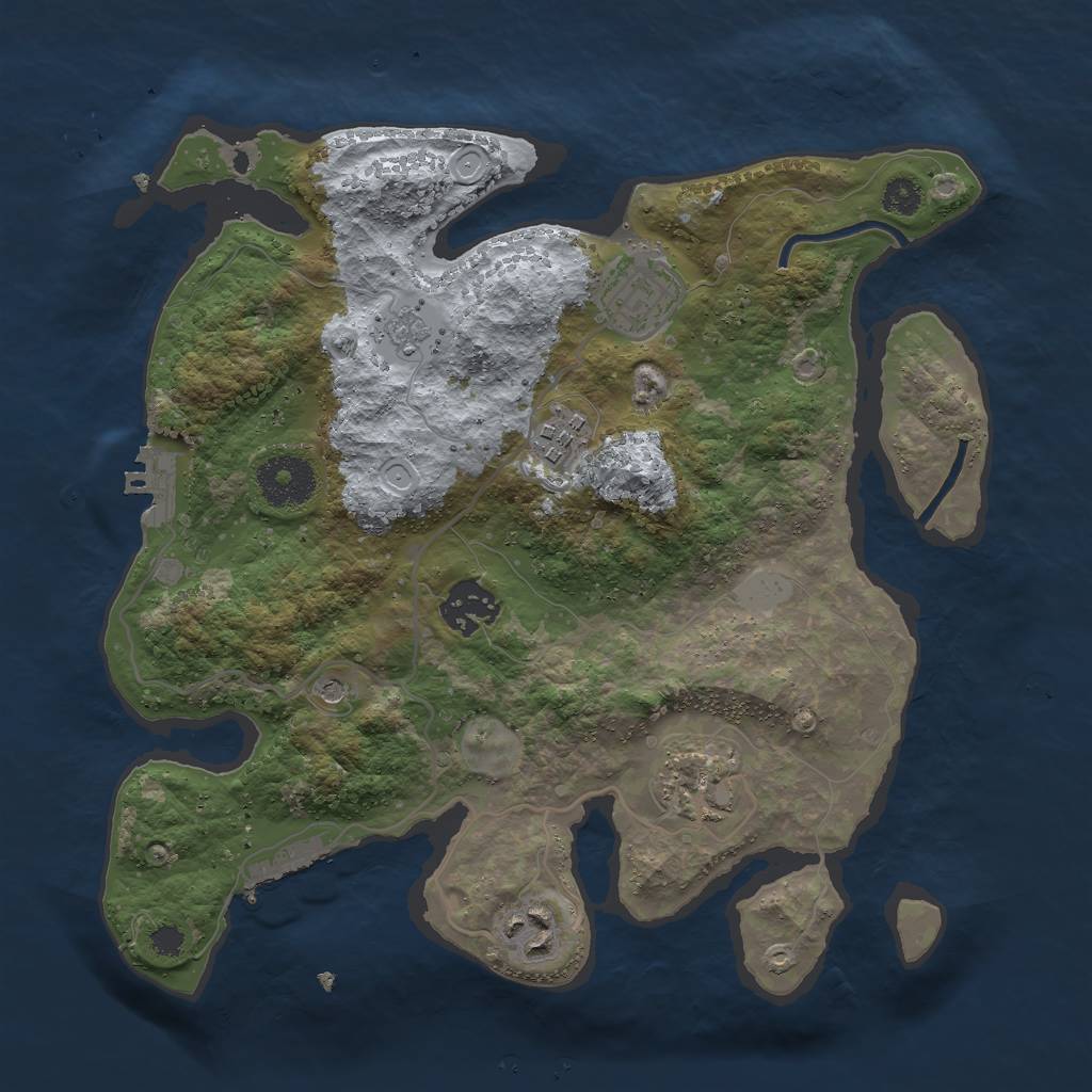 Rust Map: Procedural Map, Size: 3000, Seed: 74111283, 12 Monuments