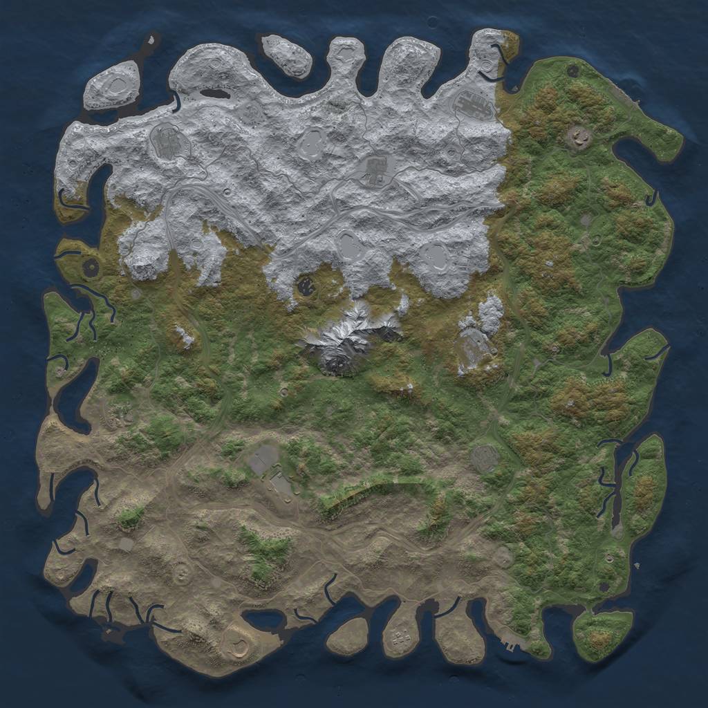 Rust Map: Procedural Map, Size: 6000, Seed: 421517329, 18 Monuments