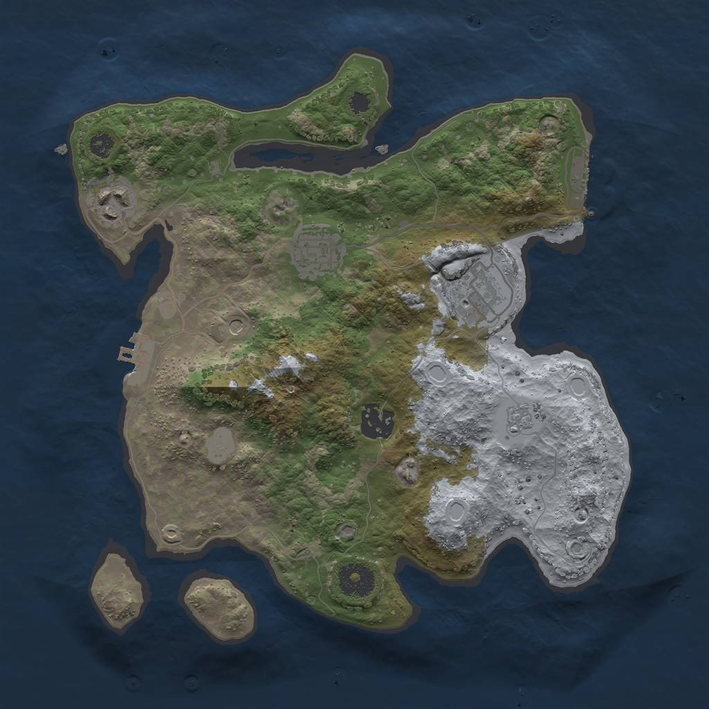 Rust Map: Procedural Map, Size: 3000, Seed: 9657, 11 Monuments