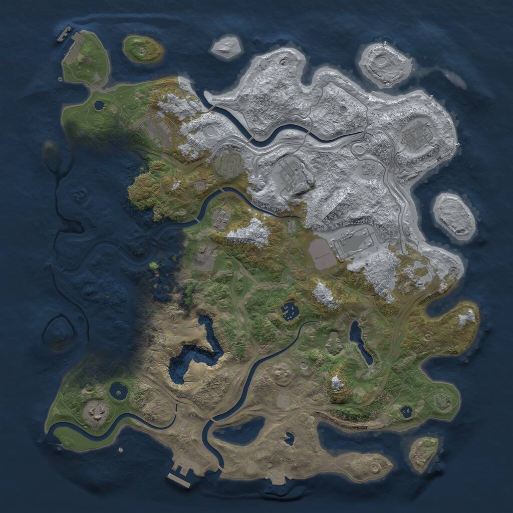 Rust Map: Procedural Map, Size: 4301, Seed: 1238411051, 16 Monuments