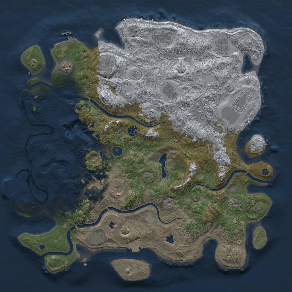 Rust Map: Procedural Map, Size: 4500, Seed: 1172317283, 17 Monuments