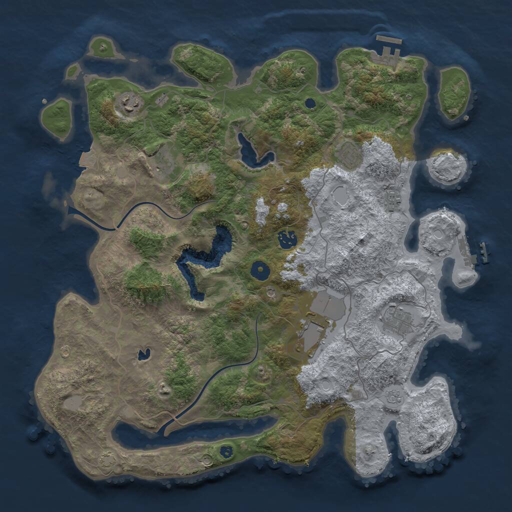 Rust Map: Procedural Map, Size: 4000, Seed: 673205224, 13 Monuments