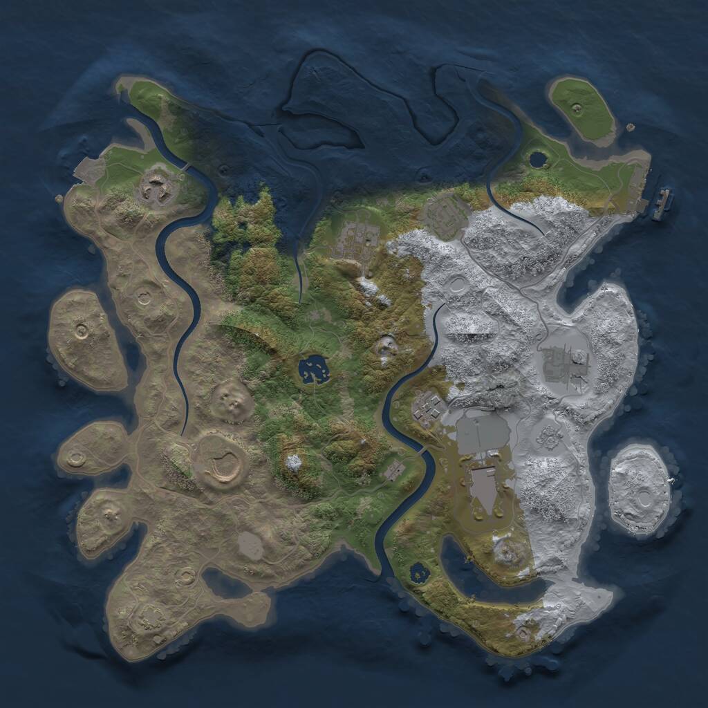 Rust Map: Procedural Map, Size: 3500, Seed: 1393661885, 13 Monuments