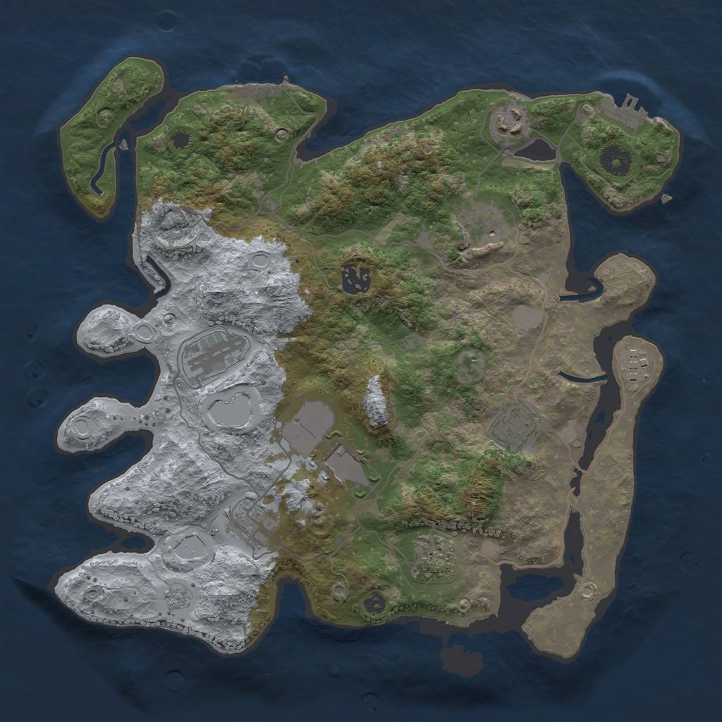 Rust Map: Procedural Map, Size: 3500, Seed: 206395750, 15 Monuments