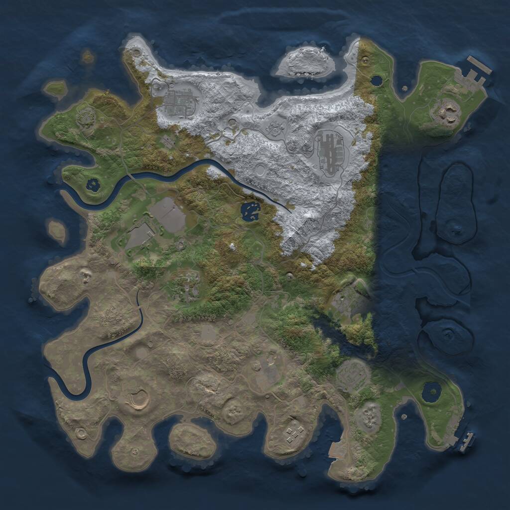 Rust Map: Procedural Map, Size: 3750, Seed: 1833576228, 17 Monuments