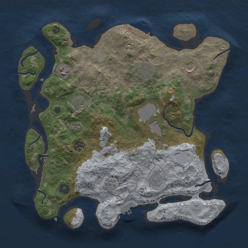 Rust Map: Procedural Map, Size: 3500, Seed: 881222692, 15 Monuments