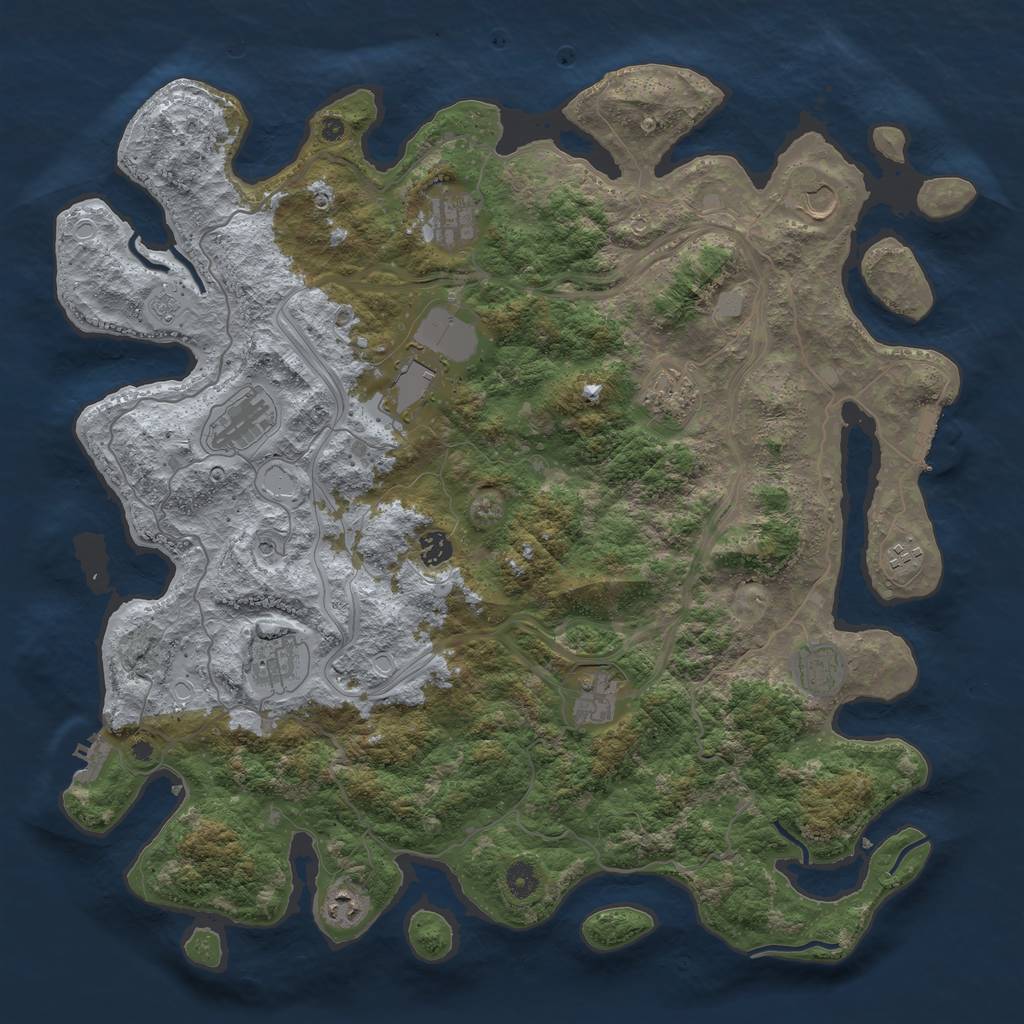 Rust Map: Procedural Map, Size: 4500, Seed: 799940570, 18 Monuments