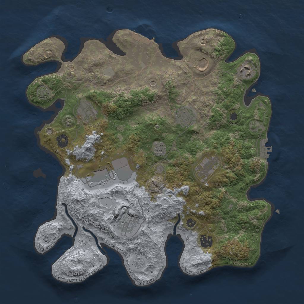 Rust Map: Procedural Map, Size: 3500, Seed: 477252059, 17 Monuments