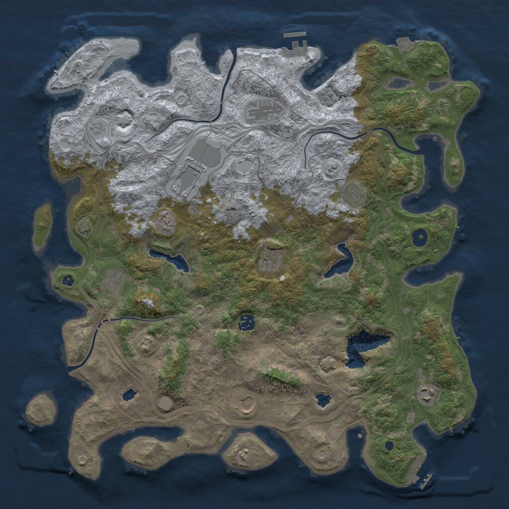 Rust Map: Procedural Map, Size: 4500, Seed: 1691224738, 15 Monuments