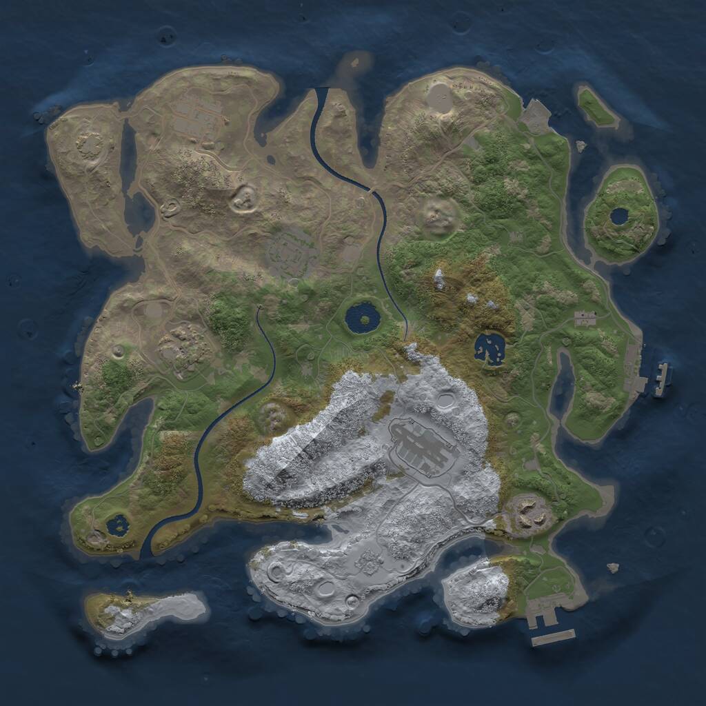 Rust Map: Procedural Map, Size: 3250, Seed: 175343609, 11 Monuments