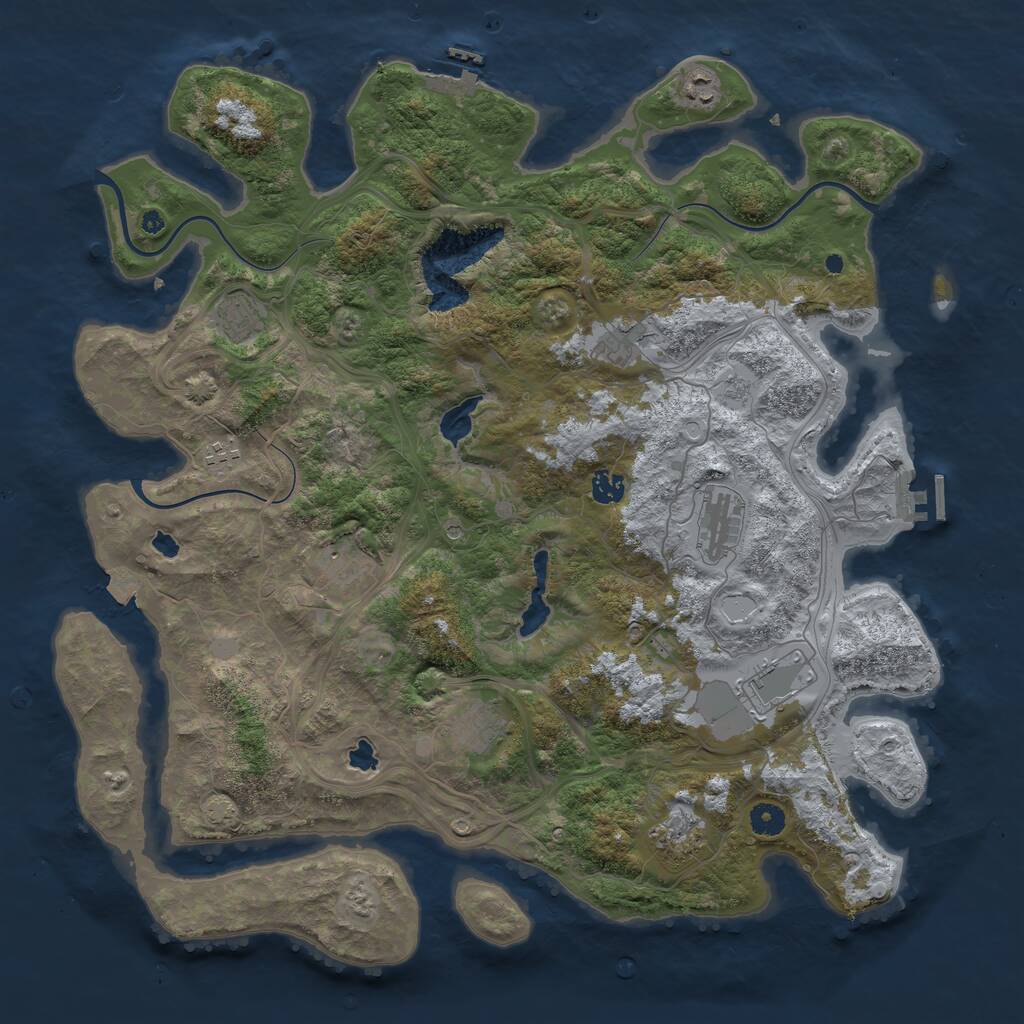 Rust Map: Procedural Map, Size: 4500, Seed: 906702095, 16 Monuments