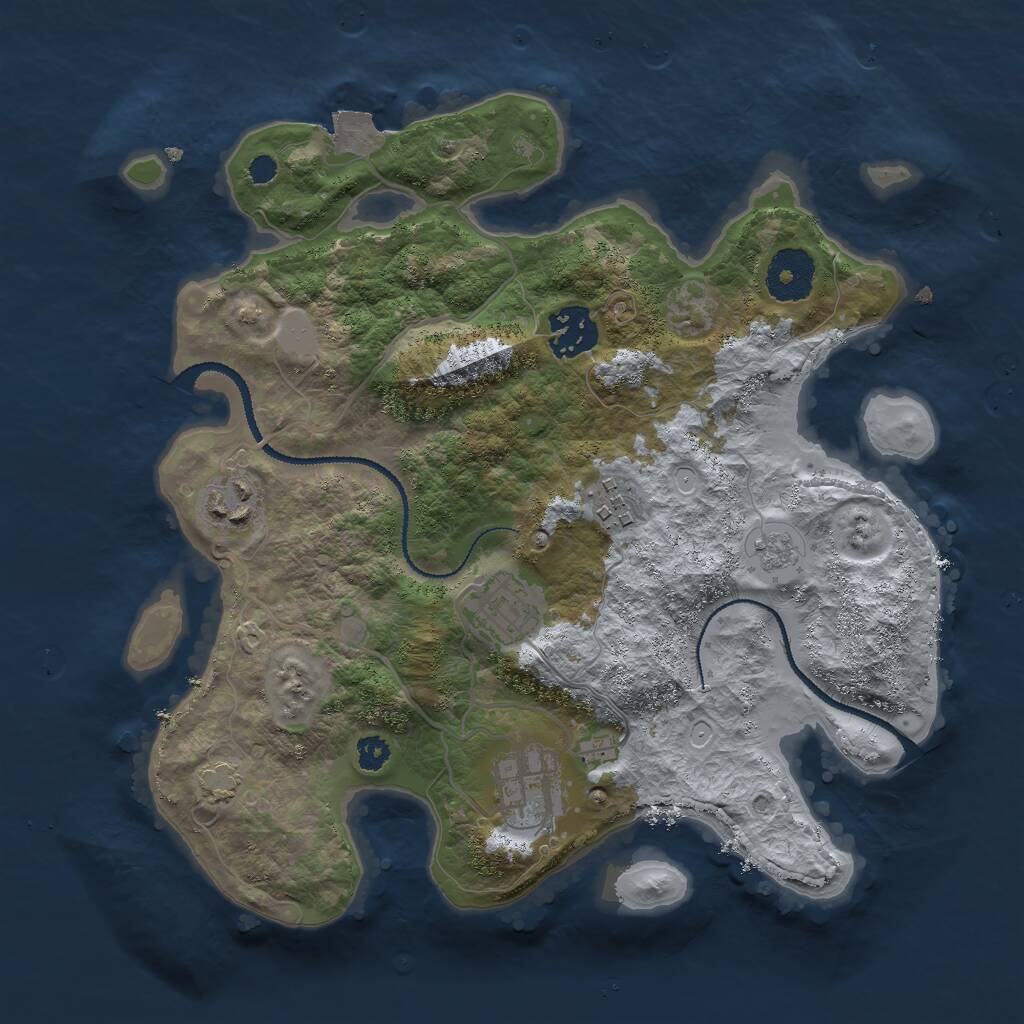 Rust Map: Procedural Map, Size: 3000, Seed: 41986, 8 Monuments