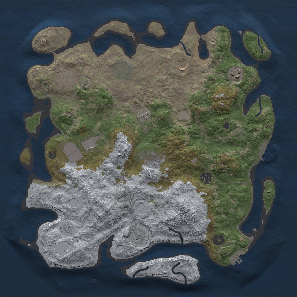 Rust Map: Procedural Map, Size: 3800, Seed: 1536925024, 16 Monuments
