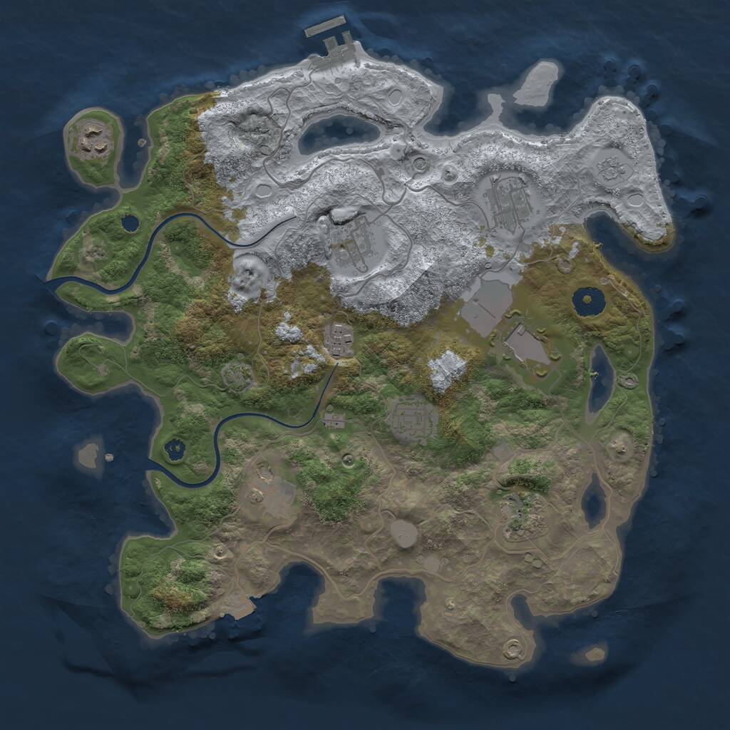 Rust Map: Procedural Map, Size: 3500, Seed: 760796651, 13 Monuments