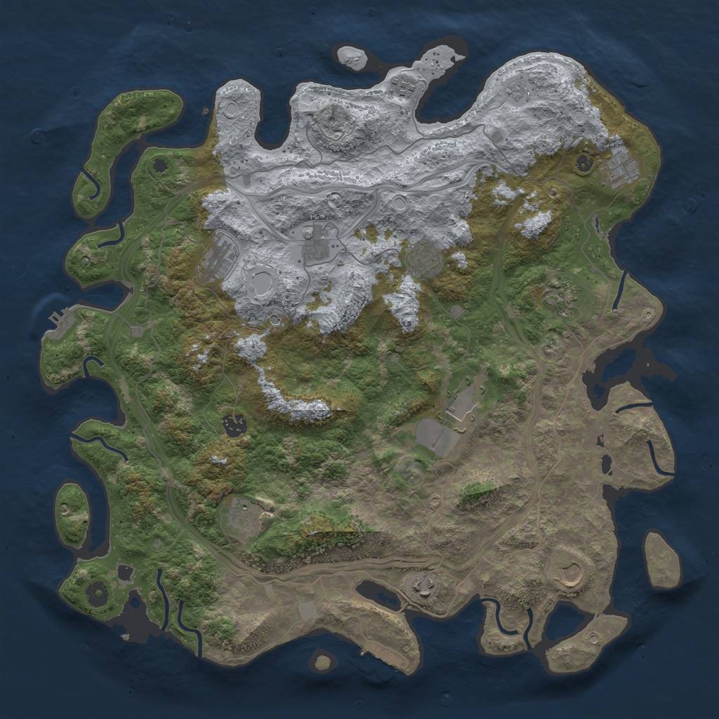 Rust Map: Procedural Map, Size: 4500, Seed: 644251411, 18 Monuments