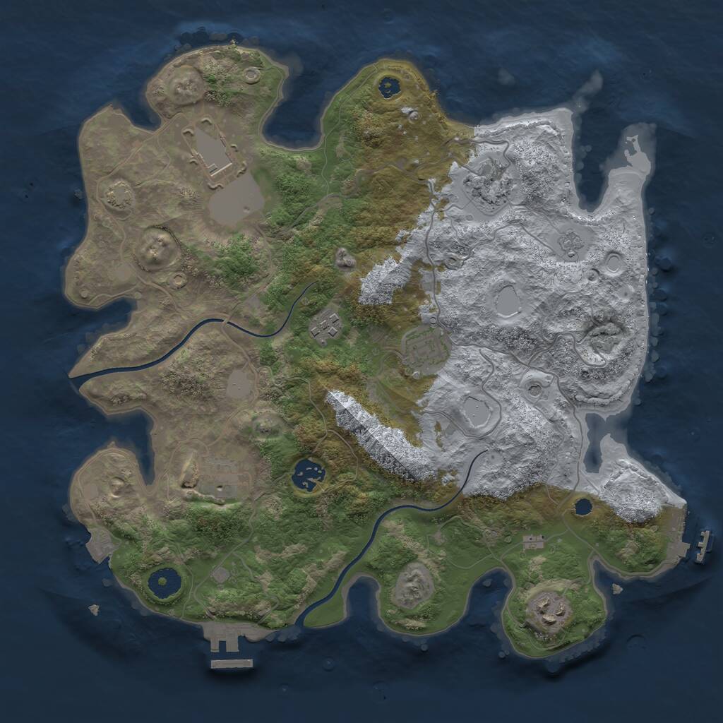 Rust Map: Procedural Map, Size: 3500, Seed: 450669, 13 Monuments