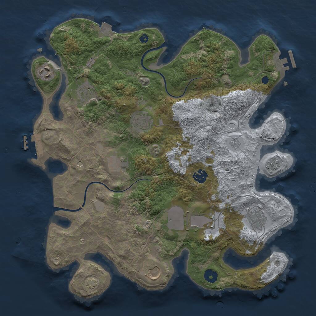 Rust Map: Procedural Map, Size: 3500, Seed: 1332522773, 15 Monuments