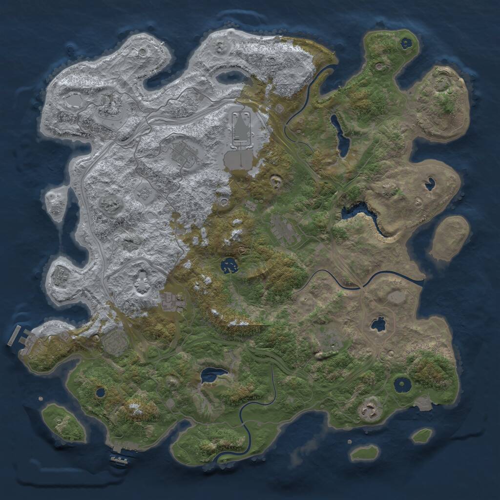 Rust Map: Procedural Map, Size: 4500, Seed: 1180124875, 16 Monuments