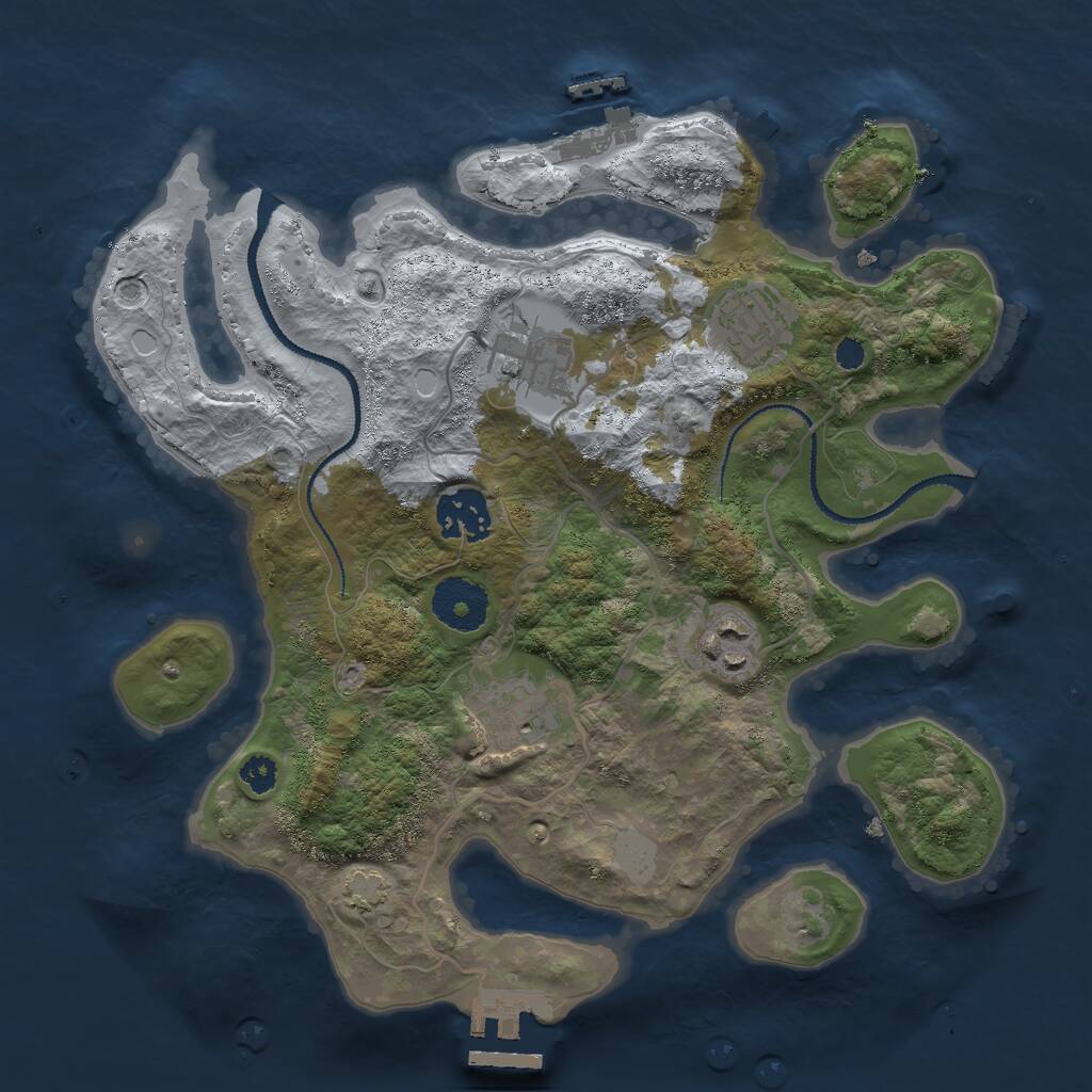 Rust Map: Procedural Map, Size: 3000, Seed: 1900446207, 9 Monuments