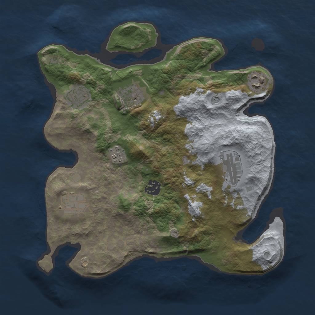 Rust Map: Barren, Size: 3000, Seed: 7127, 10 Monuments